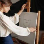 Caballete De Pintura De Tamano 130 y 170 Chica Dibujando