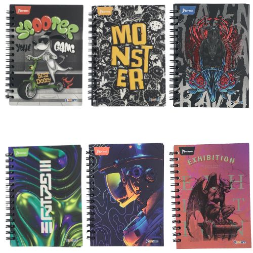 Cuaderno norma argollado pasta dura pequeño masculino cuadros linea corriente