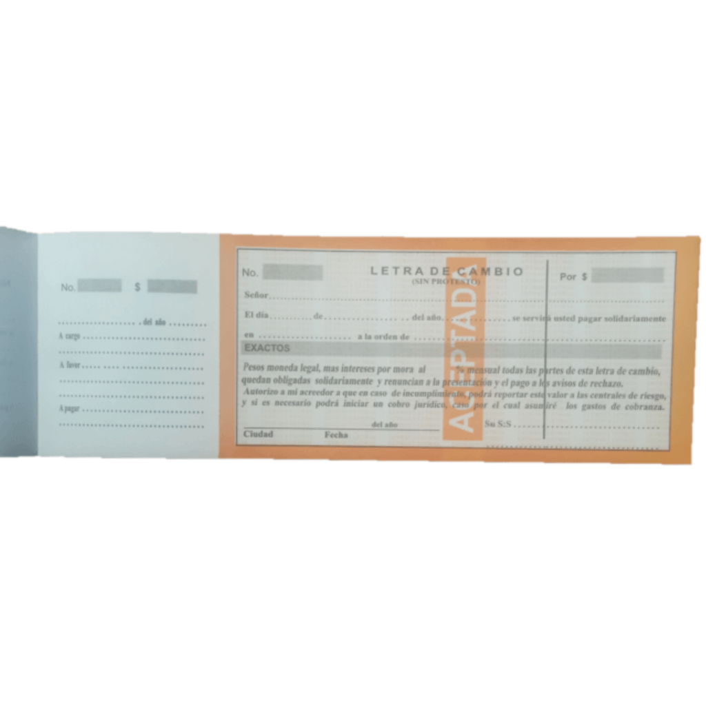 Letra De Cambio En Talonario Papel Bond De 70 Hojas Panafargo