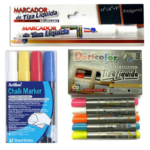 Marcadores de tiza artline tinta trazo y parchesitos Panafargo
