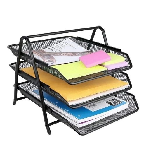 Papelera de escritorio metálica de varias piezas 3 muestra