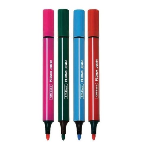 Plumones Jumbo Offiesco Triangulares Lavables X12 Cuatro Plumones Fuera Del Estuche