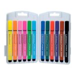 Plumones Jumbo Offiesco Triangulares Lavables X12 Cuatro Plumones Todos Con El Estuche Abierto