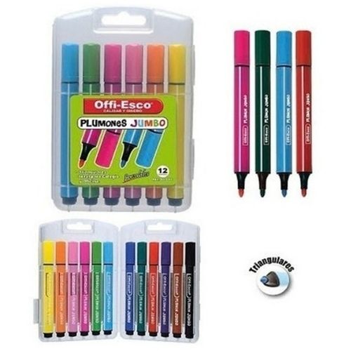 Plumones Jumbo Offiesco Triangulares Lavables X12 Des Cripcion De Los Plumones