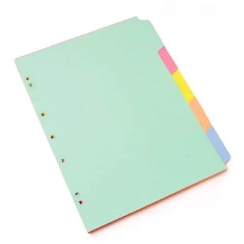Separador para folder cartulina 105 en Cartulina en Colores Surtidos X 5 Panafargo