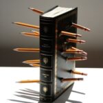 lapiz mirado 2 foto con los lapiz cruzando libro muestra artistica