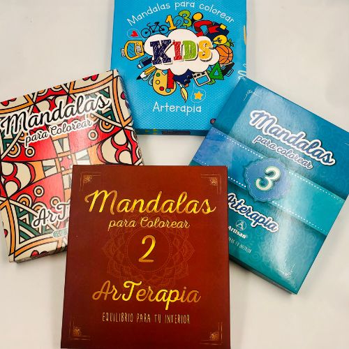 libro de mandalas con caja de colores florales abstractas infantiles