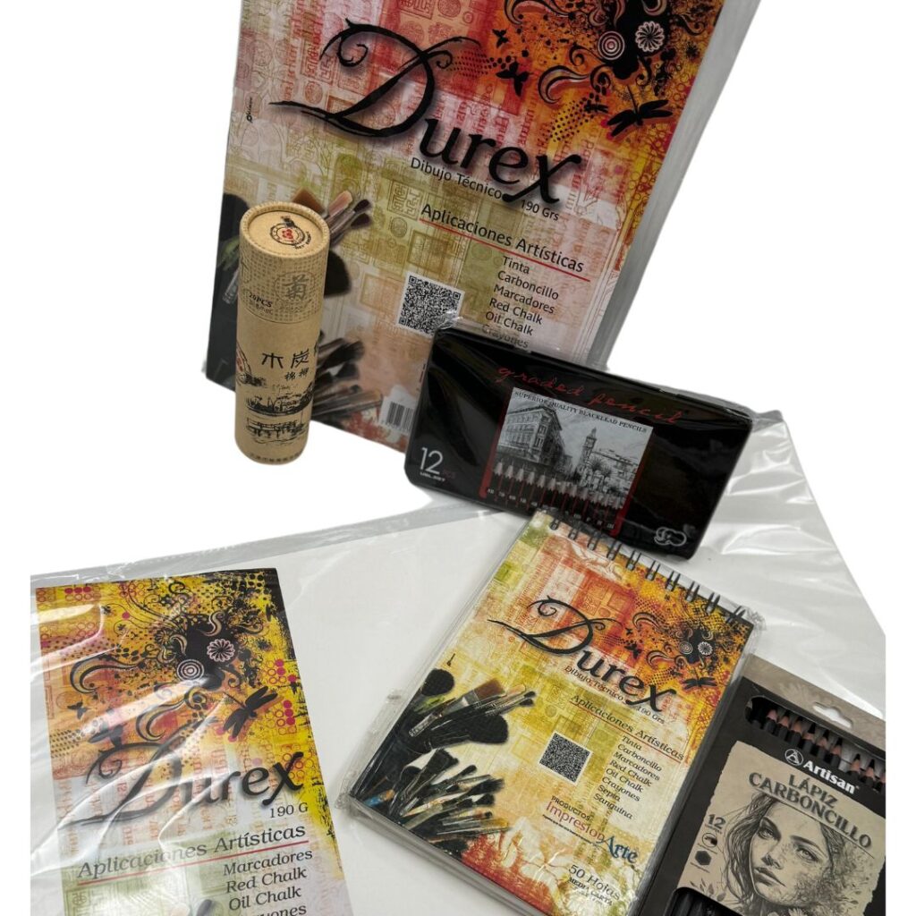 set dibujo tecnico block durex carboncillo juego lapices de dibujo